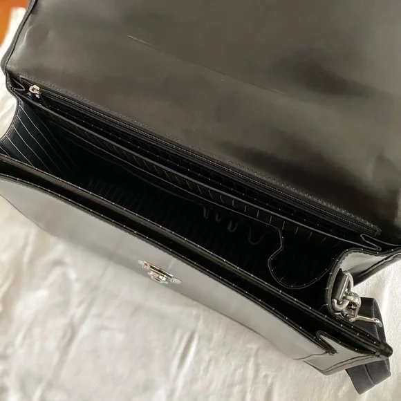 Brooks Brothers Black Leather Single Gusset Classic Briefcase - Picture 5 of 5